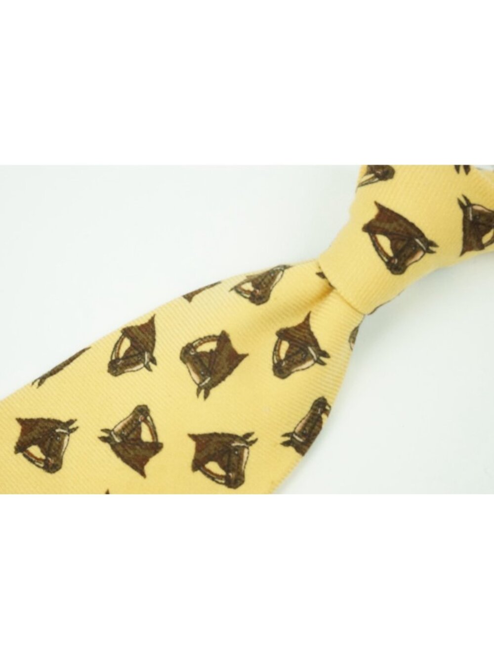Polo Ralph Lauren Banana Yellow Equestrian Horse Hand Made Wool Tie